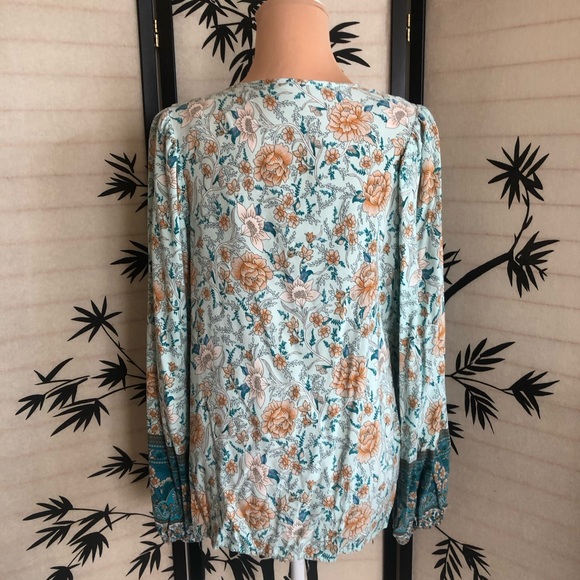 Kaywide Women's Casual Boho Floral Print Long Sleeve Blouse Plus Size 2XL - Picture 5 of 15